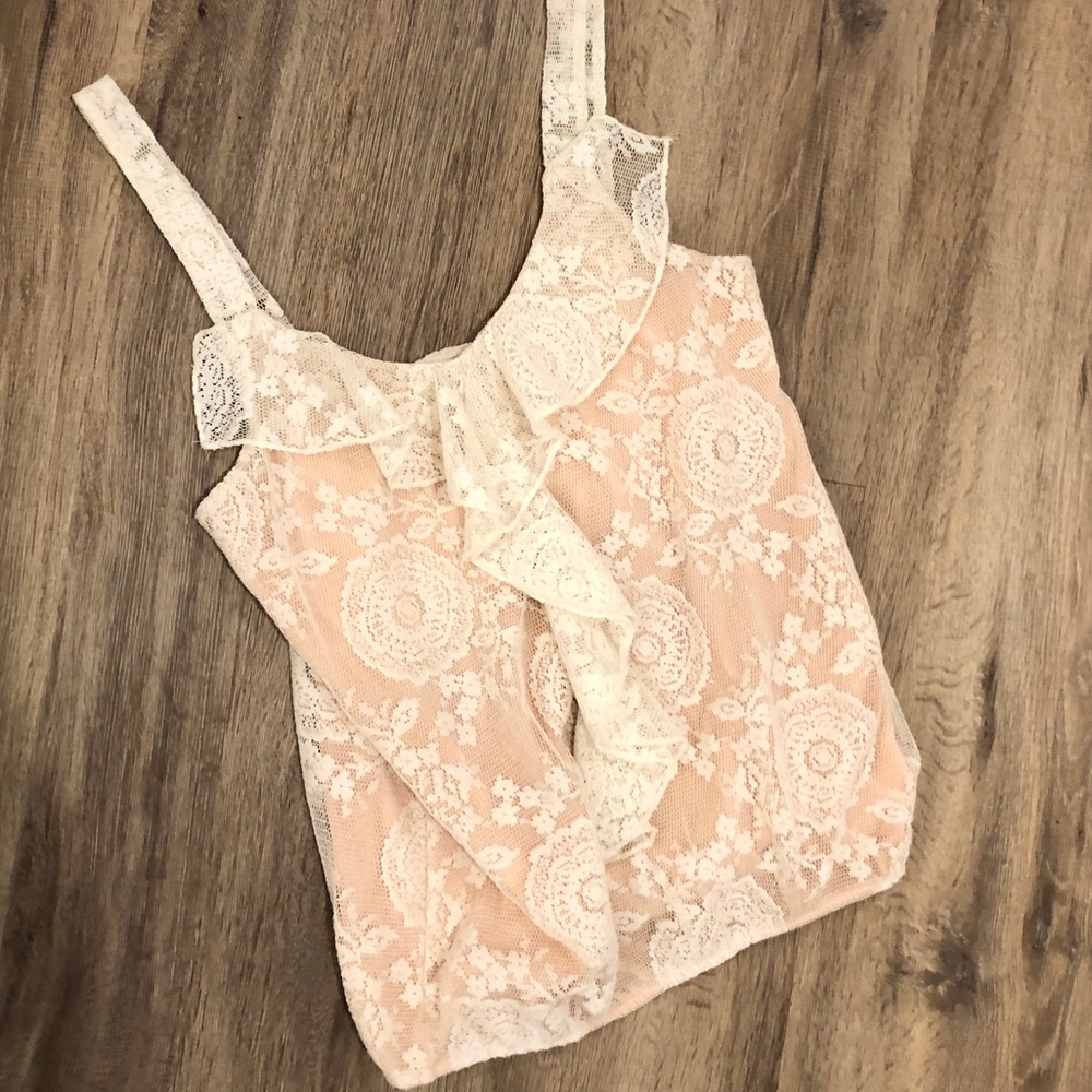 American Rag Lace Top with Ruffles Size Medium